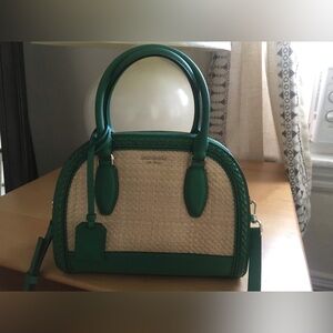 Kate spade Medium dome satchel, reiley straw Green Bean NWT